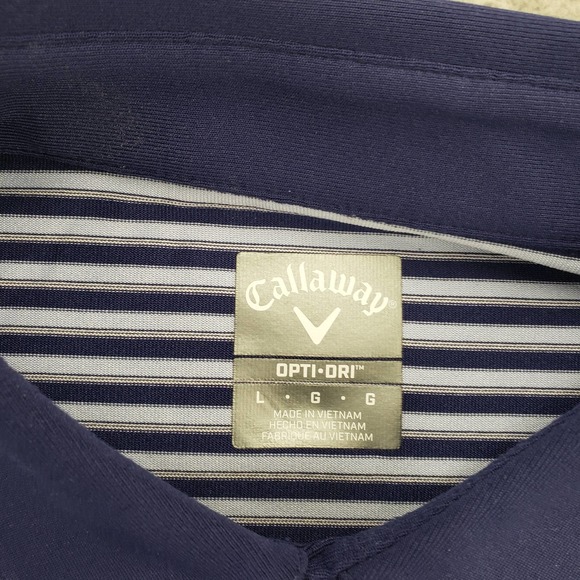 Callaway Shirt Mens Large Blue Striped Polo Golf Short Sleeve Walmart Opti Dri - Picture 11 of 15